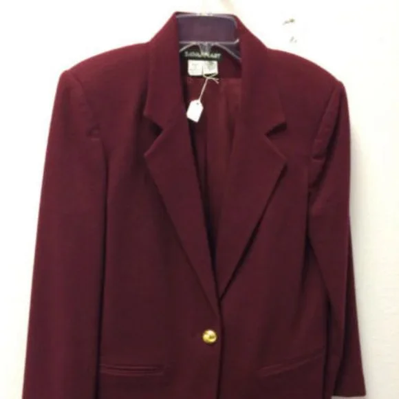 Wool Blazer Jacket Dark Red M 10 - Picture 1 of 3
